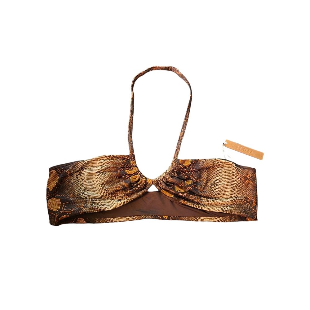 Skims Swim Brown Dessert Snake Print Bikini Halter Top! - Picture 3 of 6